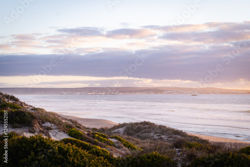 unspoiled beach on the west coast of South Africa at sunset photo