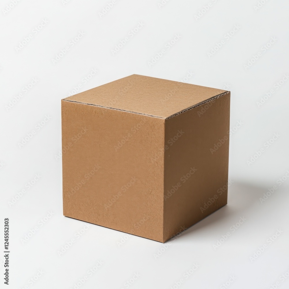 Single cardboard box on white background, side view with sharp details
Single cardboard box on white background, side view with sharp details