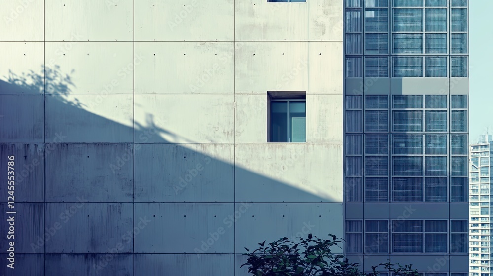 Fototapeta premium Empty building Concrete architecture the wall City background
