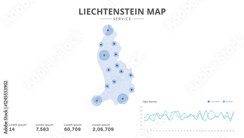 Service centers are highlighted within the of Liechtenstein Infographic map. Business Infographic Map of Liechtenstein. Vector Map of a Liechtenstein map. Easy to edit