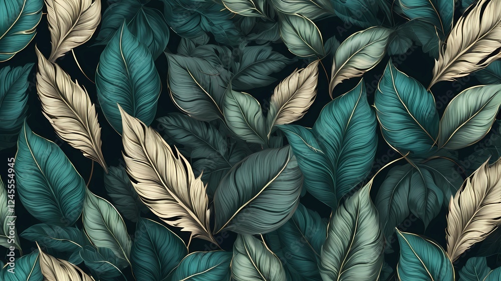 Luxury seamless leaves background. Romantic pattern template for wall decor Luxury seamless leaves background. Romantic pattern template for wall decor