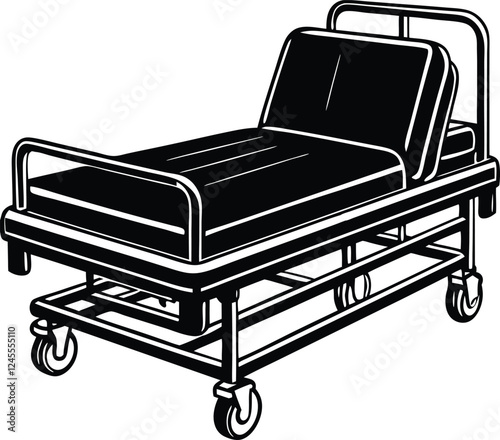 Clean hospital bed with air mattress vector art illustration