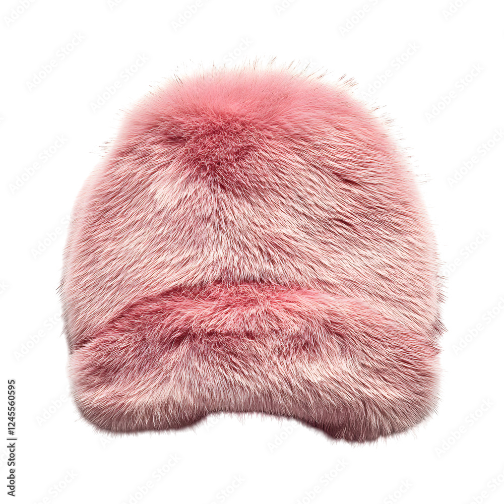 Faux Fur Hat in Light Pink Isolated on Transparent Background Faux Fur Hat in Light Pink Isolated on Transparent Background