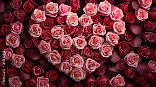 Full background of roses Valentines day festive red and pink rose background