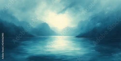 Wallpaper Mural Abstract Impressionist Blue Aqua Tranquil Background with Soft Texture and Gentle Light Torontodigital.ca