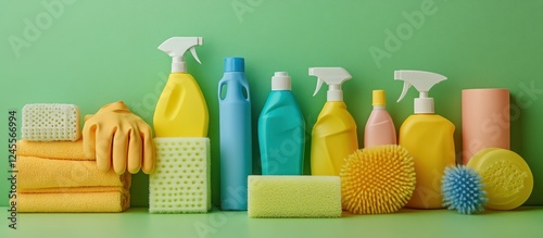 Green backdrop cleaning supplies photo