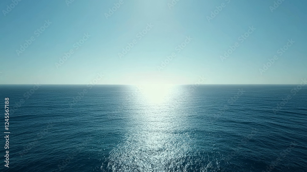 Obraz premium calm sea surface patterns, infinite blue expanse, delicate water movements, peaceful oceanic mood, subtle wave textures, minimal horizon composition, dreamy marine atmosphere