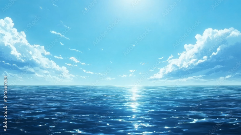 Fototapeta premium peaceful water ripple details, ethereal blue tones, gentle oceanic surface, minimalist sea horizon, soft wave patterns, tranquil aquatic texture, serene maritime scene