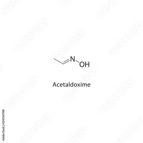 Acetaldoxime skeletal structure.Oxime compound schematic illustration. Simple diagram, chemical structure. photo