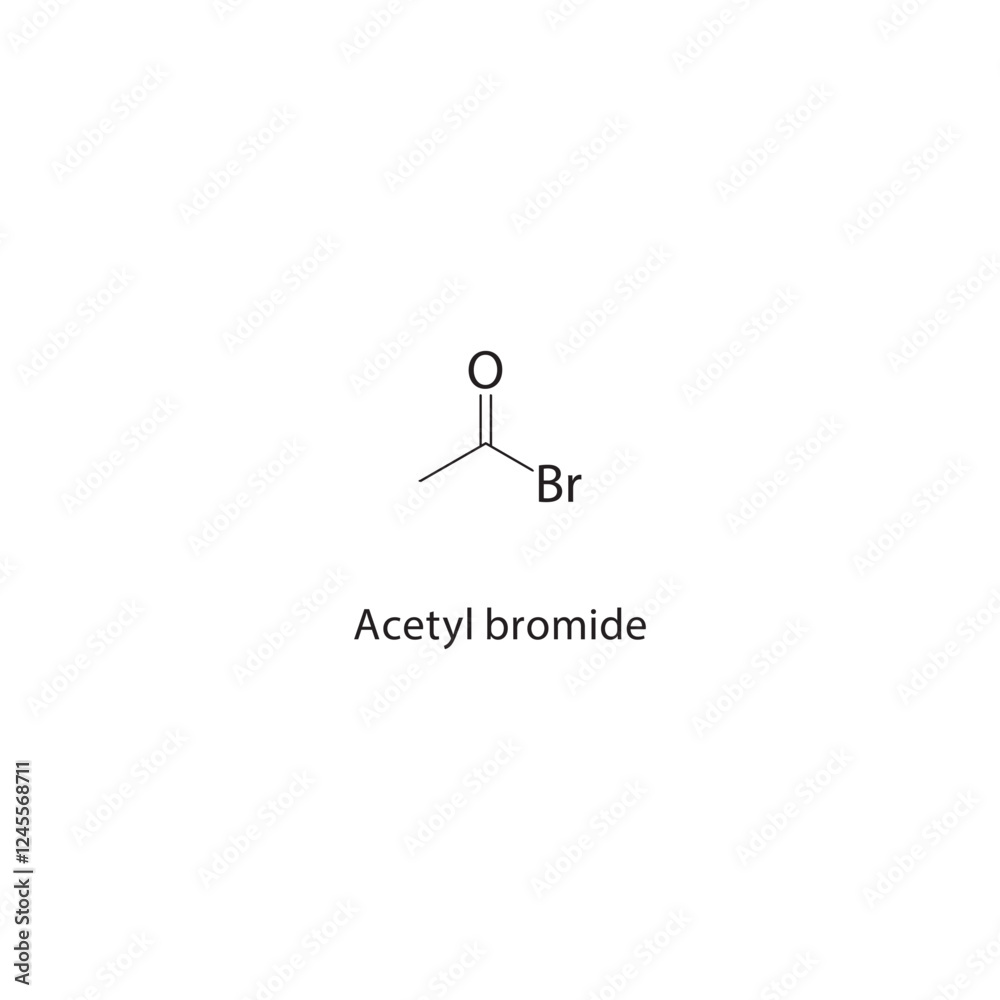 Acetyl bromide skeletal structure.Acyl Bromide compound schematic illustration. Simple diagram, chemical structure. Acetyl bromide skeletal structure.Acyl Bromide compound schematic illustration. Simple diagram, chemical structure.