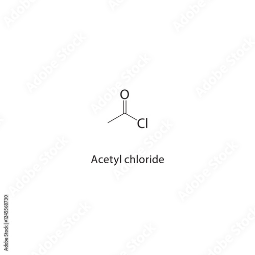 Acetyl chloride skeletal structure.Acyl Chloride compound schematic illustration. Simple diagram, chemical structure.