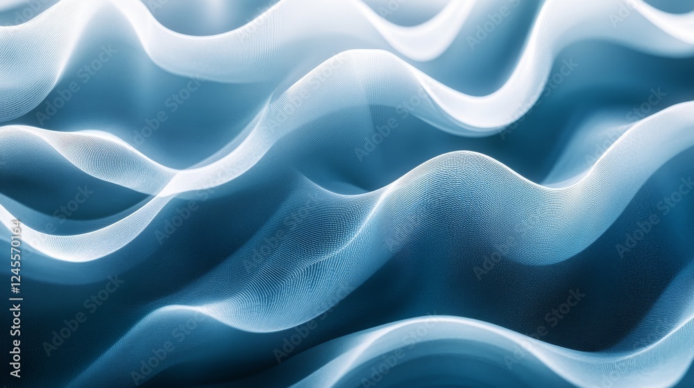 Obraz premium layered ocean waves abstract, seamless ripple pattern, gradient blue tones, minimalist wave design, smooth flowing curves, modern vector art, clean geometric shapes, tranquil composition