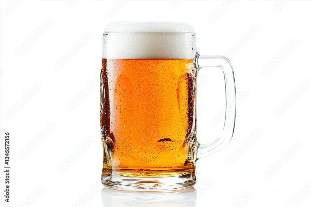 Selective focus cold beer isolated on white background, Close up shot glass of lager beer with foam on white. Selective focus cold beer isolated on white background, Close up shot glass of lager beer with foam on white.