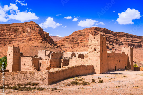 Ziz Valley, Morocco. Stunning desert views with ancient kasbah architecture and rich history, High Atlas mountains