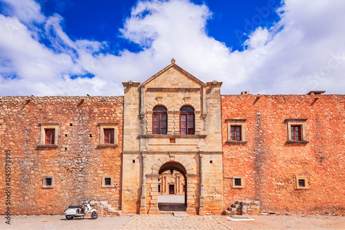 Obraz na płótnie Arkadi, Greece. Monastery in Crete, historic 16th-century landmark, renowned for its Venetian architecture, Greece travel landmark. w salonie