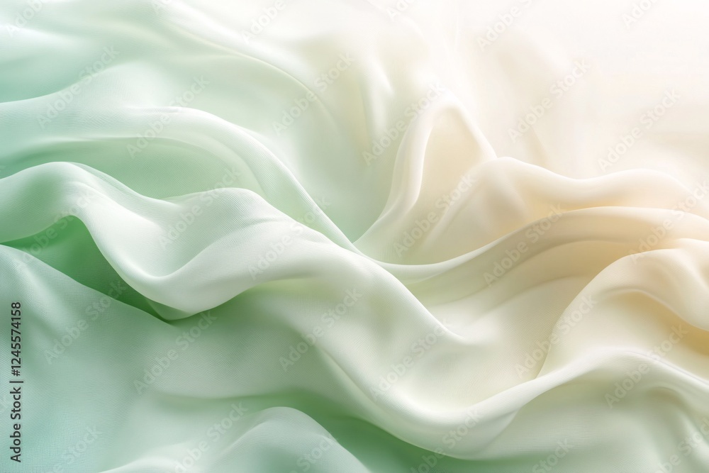 Obraz premium Elegant Draped Fabric Showing Gradient Green To Beige Hues