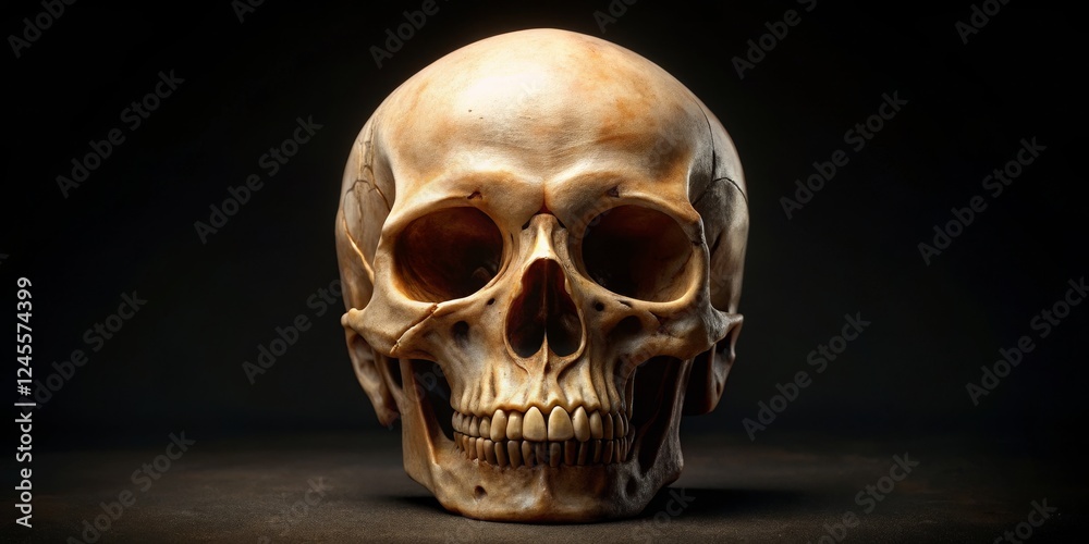 Realistic Skull on Dark Background for Educational and Artistic Use Realistic Skull on Dark Background for Educational and Artistic Use