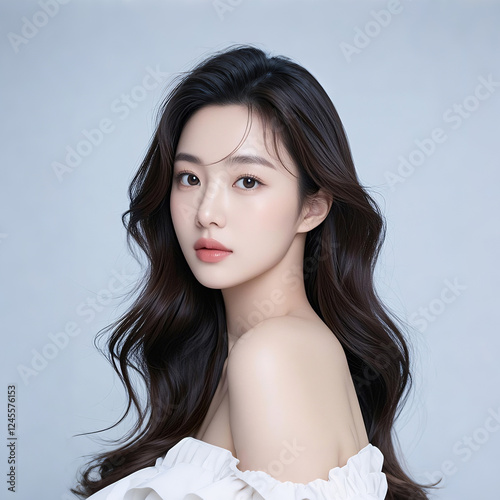 Beautiful long black hair Asian women