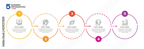 Infographic process design with icons and 5 options or steps.