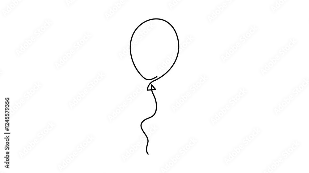 Balloon with string one line art animation,hand drawn air-filled celebration Birthday or Valentine's party design drawing continuous contour motion.Festive holiday anniversary helium outline video.4k Balloon with string one line art animation,hand drawn air-filled celebration Birthday or Valentine's party design drawing continuous contour motion.Festive holiday anniversary helium outline video.4k