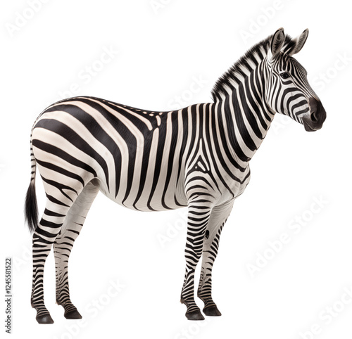 Full body zebra isolated on transparent background. Generative ai photo