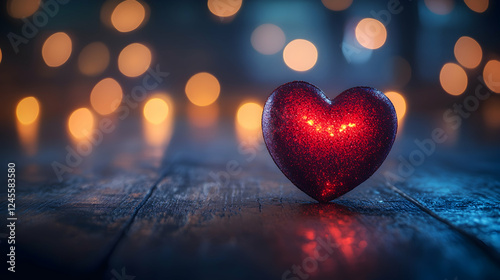 red heart on a dark background