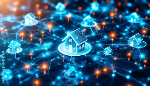 Smart Home Network Visualization Digital Houses Connected