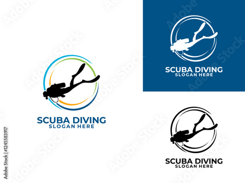 Diver Simple logo design. Modern Scuba Diving Business logo. Travel logo. Scuba Diving Logo Design Vector Template