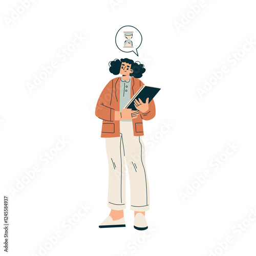 Time Management with Woman Character Organizing Efficient Business Process Vector Illustration