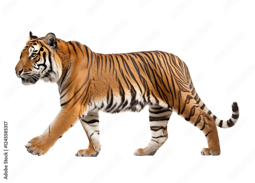 Full body tiger isolated on transparent background. Generative ai Full body tiger isolated on transparent background. Generative ai