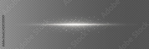 Light effect on a line, particle explosion on a laser beam. On a transparent background.