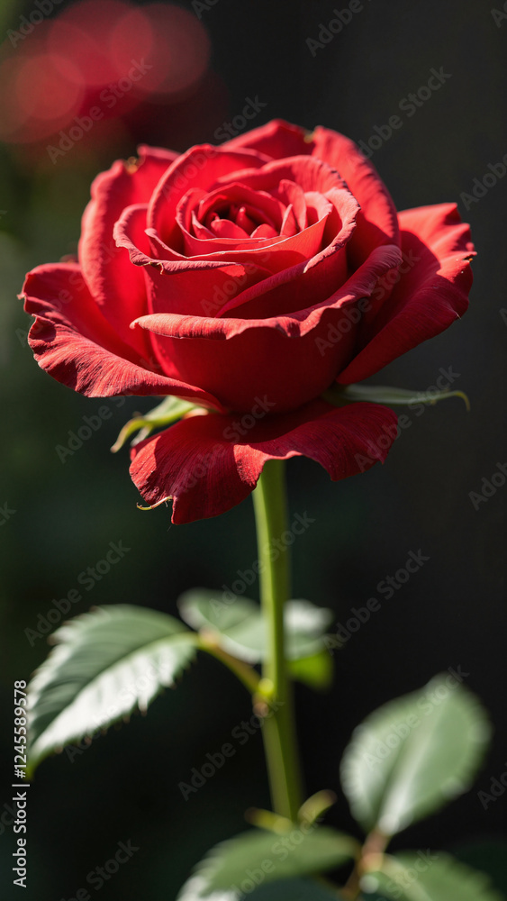 Vibrant Red Rose: Symbol of Love and Beauty for Weddings, Valentine's Day, and Floral Advertisements Vibrant Red Rose: Symbol of Love and Beauty for Weddings, Valentine's Day, and Floral Advertisements