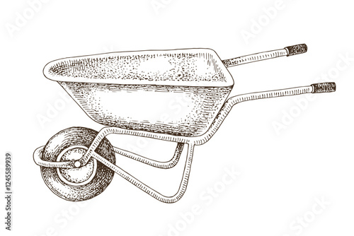 Hand drawn vector garden wheelbarrow