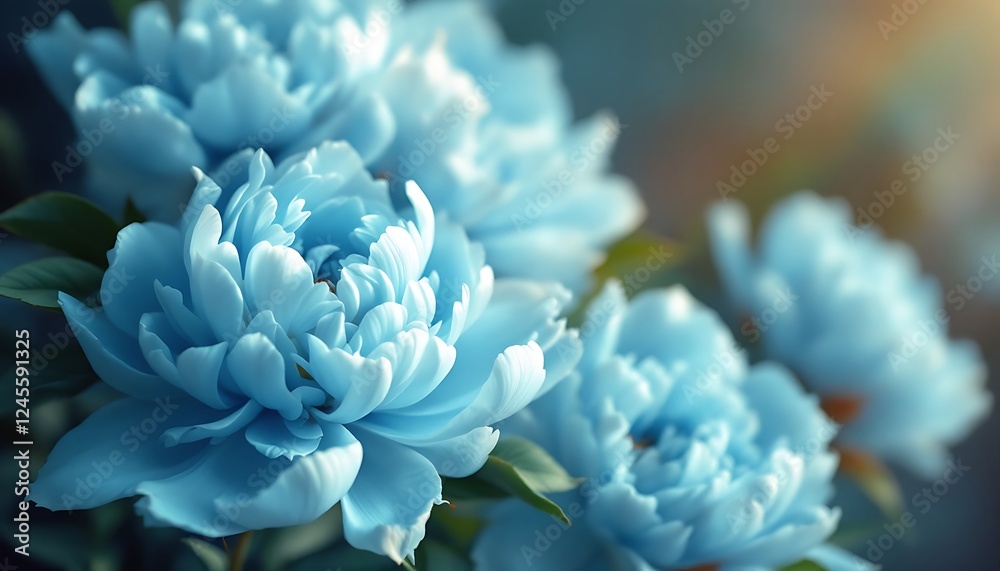Stunning Light Blue Peonies Blooming in Soft Light Stunning Light Blue Peonies Blooming in Soft Light