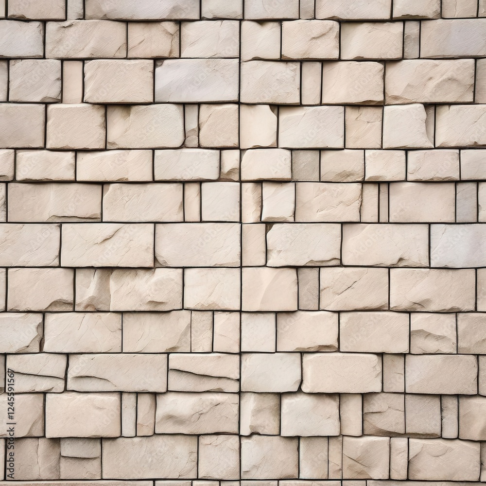 Obraz premium the AI Image Generator, Smooth Beige Bricks Aligned in a Precise Patterned Wall Background