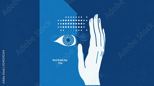 a clean, minimalist illustration featuring an eye and hand icon together photo