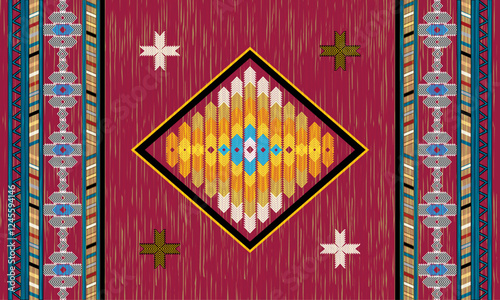 Navajo tribal vector seamless pattern. Native American ornament. Ethnic South Western decor style. Boho geometric ornament. Vector seamless pattern. Mexican blanket, rug. Woven carpet illustration