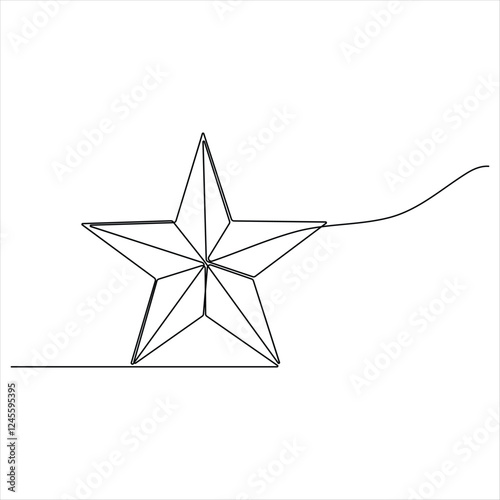 Continuous single line drawing vector star One line drawing background Linear star icon vector illustration