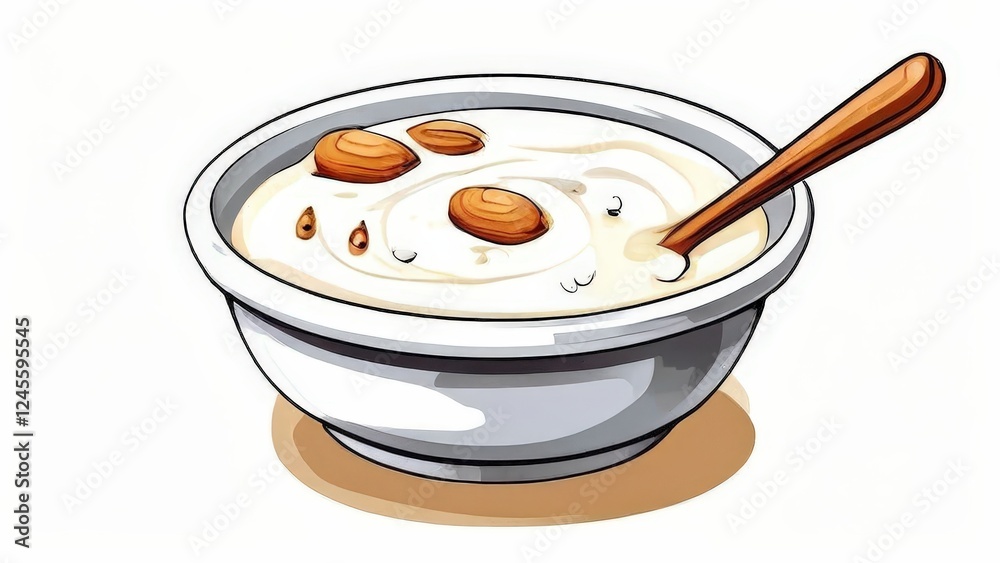 the AI Image Generator, Illustration of Yogurt Bowl with Almonds and Cinnamon the AI Image Generator, Illustration of Yogurt Bowl with Almonds and Cinnamon