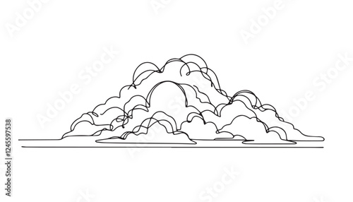 Continuous one single minimal line drawing cloud