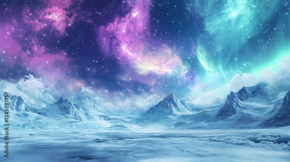 Majestic aurora borealis over infinite frozen tundra high-resolution landscape celestial night sky serene environment Majestic aurora borealis over infinite frozen tundra high-resolution landscape celestial night sky serene environment