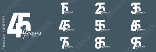 collection anniversary abstract logotype vector design set icon 15 to 95