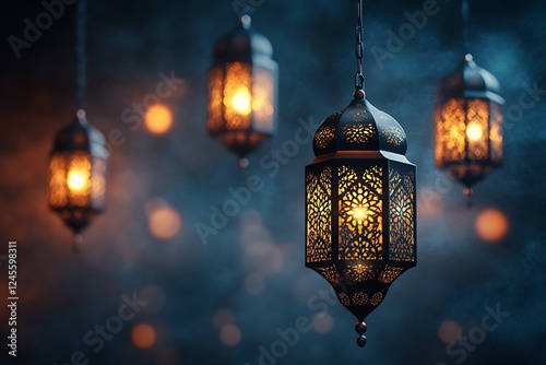 Wallpaper Mural Illuminated lanterns hanging in smoky ambience. Torontodigital.ca