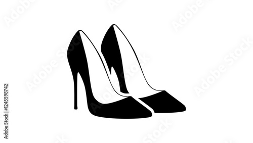 High Heels Women Shoes symbol, black isolated silhouette
