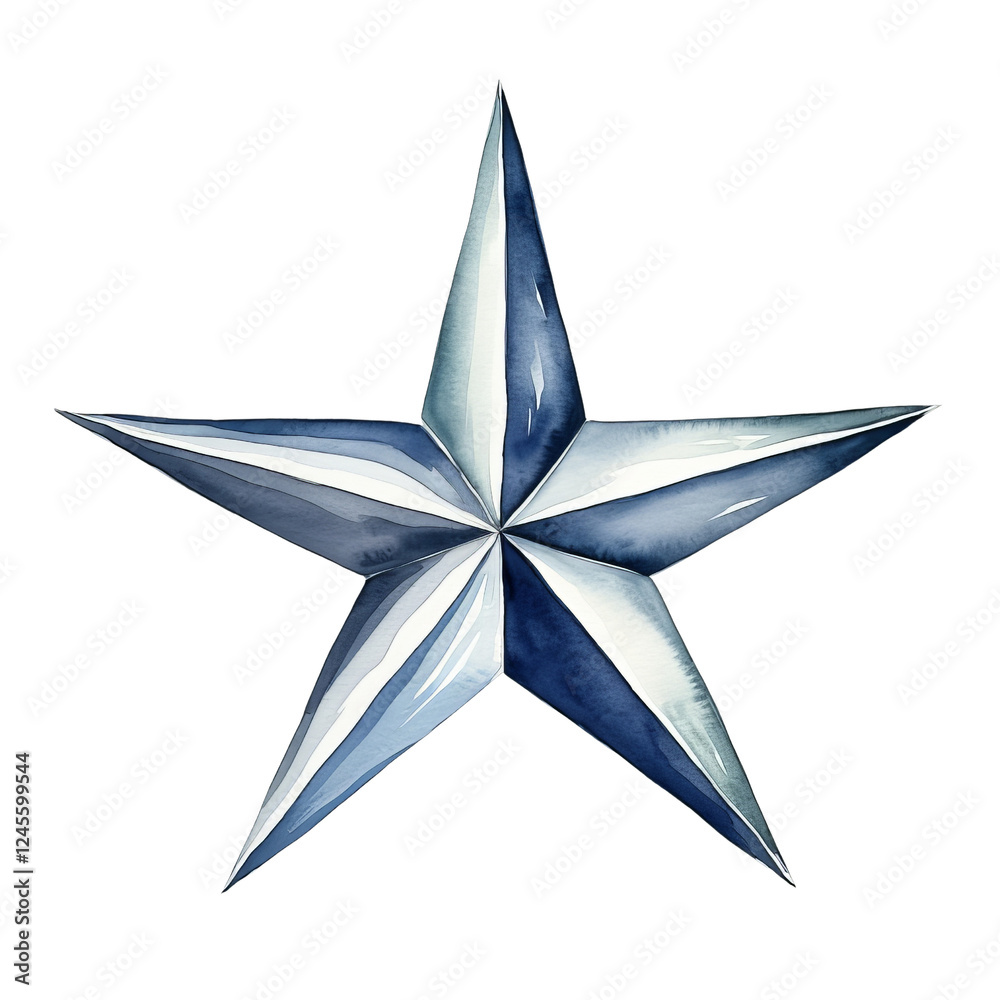 Obraz premium Blue and Gray Five-Pointed Star with Metallic Texture