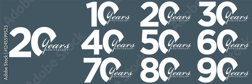 collection anniversary abstract logotype vector design set icon 10 to 90