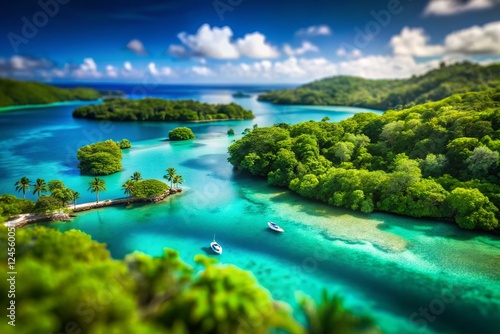 Espiritu Santo, Vanuatu: Aerial View of Turquoise Waters and Lush Islands - Tilt-Shift Photography photo