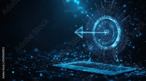 Digital target arrow on laptop screen.