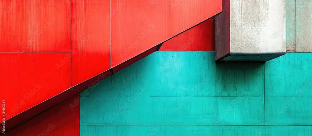 Vibrant abstract composition featuring bright red and turquoise colors with distinct geometric sections creating bold visual contrast on canvas Vibrant abstract composition featuring bright red and turquoise colors with distinct geometric sections creating bold visual contrast on canvas