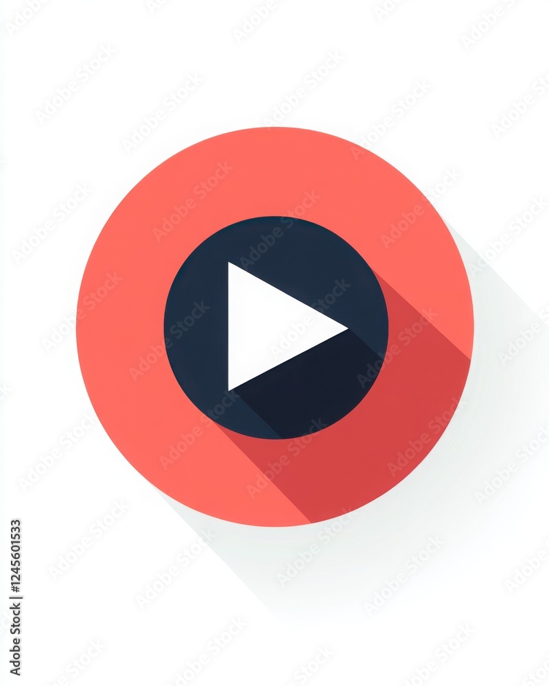 Play Button Icon Red and Black Flat Design for Video Media Player Interface Stock Image Play Button Icon Red and Black Flat Design for Video Media Player Interface Stock Image